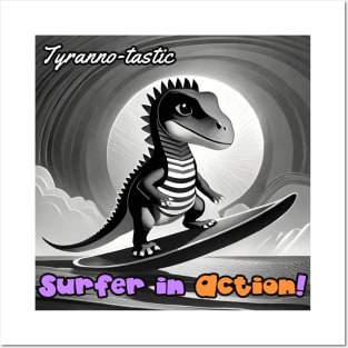 Dinosaur Surfing Funny Posters and Art